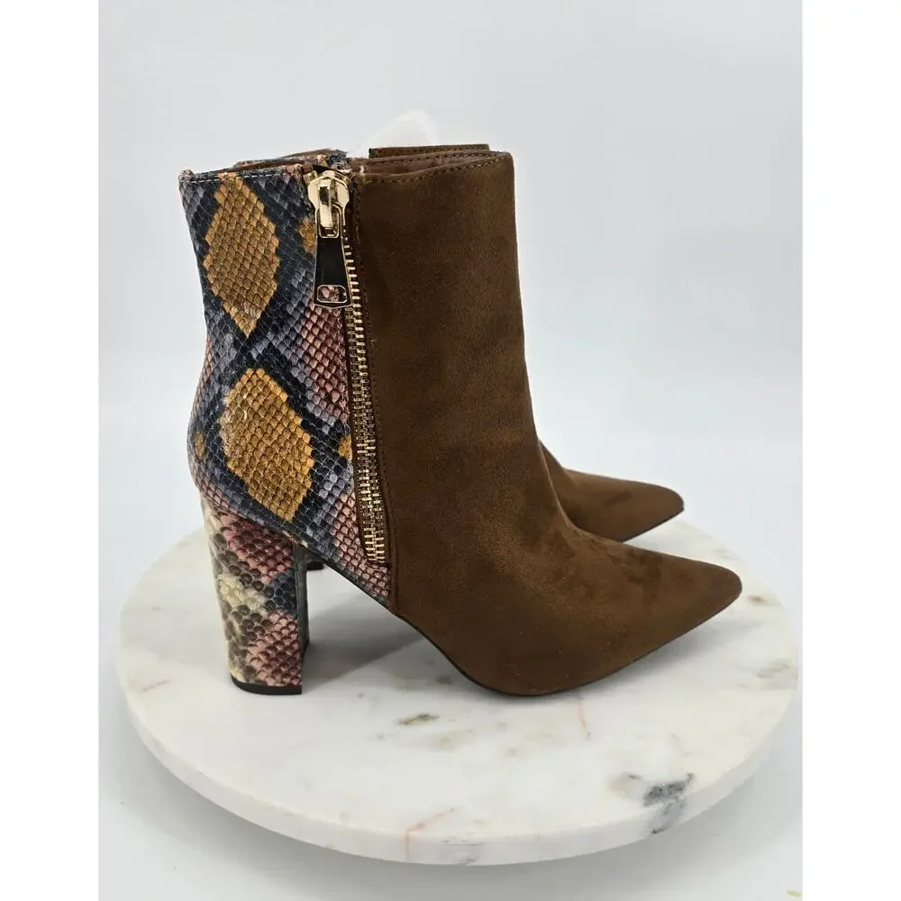 Bamboo‎ Faux Suede and Snake Skin Boots
